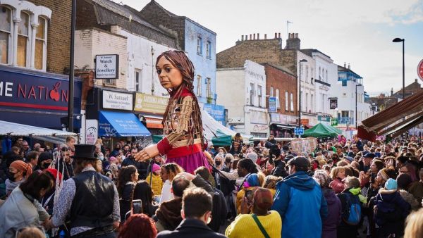 Refugee puppet 'Little Amal' continues her long walk in UK