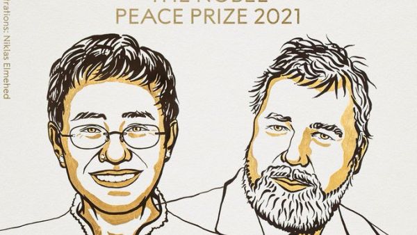 Filipino journalist Maria Ressa and Russian journalist Dmitry Muratov