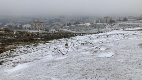 A view of snow-laden Amman 