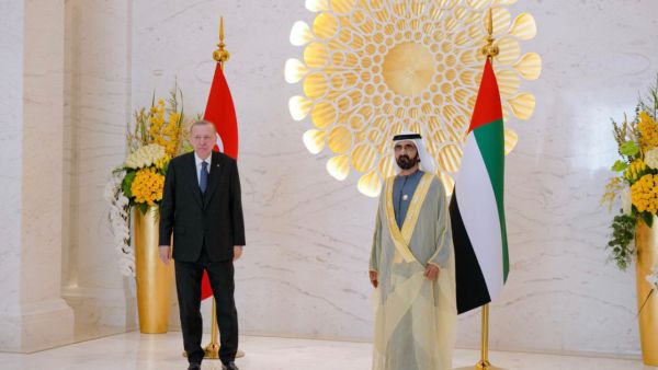 الشيخ محمد بن راشد آل مكتوم، والرئيس التركي، رجب طيب أرودغان.