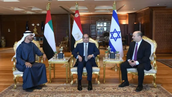 (From L) MBZ, Al Sisi and Bennett 