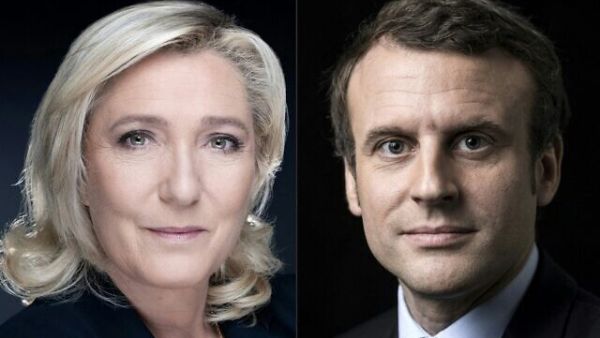 Le Pen (L), Macron
