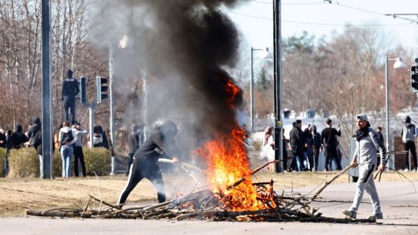 Protesters in Norrkoping, Sweden  demonstrate against the burning of the Quran