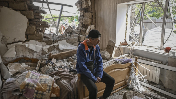 Destroyed buildings in Sloviansk 