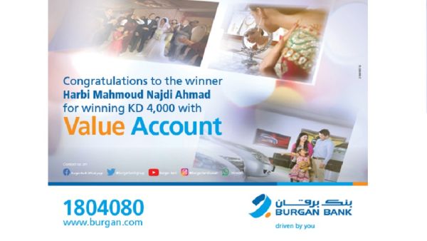 Harbi Mahmoud Najdi Ahmad Wins KD 4000 in Burgan Bank’s Value Account Draw 
