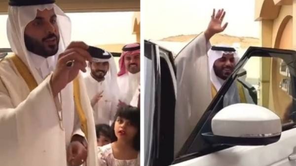 مشهور سناب غازي الذيابي يهدي خطيبته سيارة باهظة الثمن بمناسبة نجاحها (فيديو)
