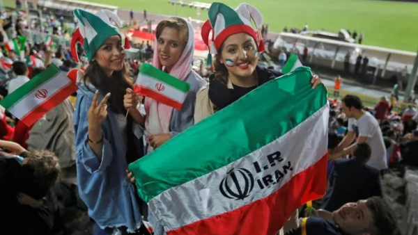 Iranian fan in a Tehran stadium 