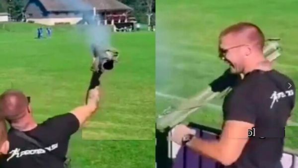 مشجع يطلق قذيفة يدوية (المصدر: روسيا اليوم)
