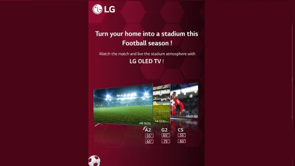 شجعوا فريقكم المفضل واستمتعوا بأجواء استاد كأس العالم وأنتم في منزلكم بدقة 4K مع الصوت الواضح والصورة المذهلة في تلفزيونات OLED من إل جي اجلبوا أجواء الملعب إلى منزلكم خلال موسم كرة القدم مع تلفزيونات OLED من إل جي
