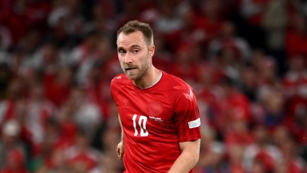 Denmark's midfielder Christian Eriksen controls the ball during the UEFA Nations League football match between Denmark and France in Copenhagen on September 25, 2022. (Photo by FRANCK FIFE / AFP)