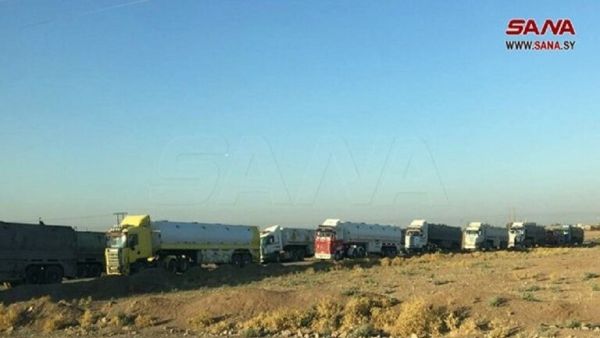 صورة نشرتها وكالة الأنباء السورية (سانا) لسرقة رتل من قبل القوات الأمريكية