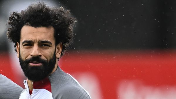 Liverpool's Egyptian striker Mohamed Salah takes part in a training session at Liverpool training ground in Liverpool, northwest England, on March 14, 2023, on the eve of their UEFA Champions League round of 16 last second-leg football match against Real Madrid. (Photo by Paul ELLIS / AFP)