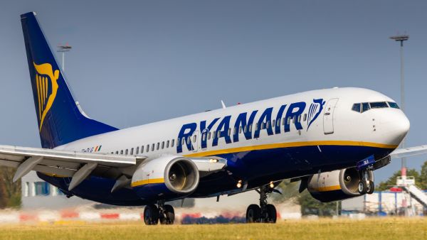 Ryanair plane catches fire during landing