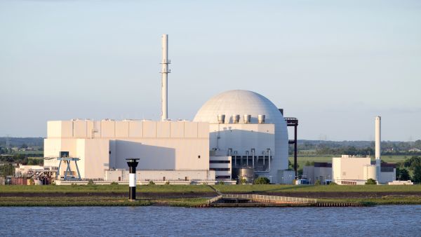 June 4, 2017: Riverside view of Brokdorf Nuclear Power Plant. It started in October 1986 and the decommissioning is planned for 2021.