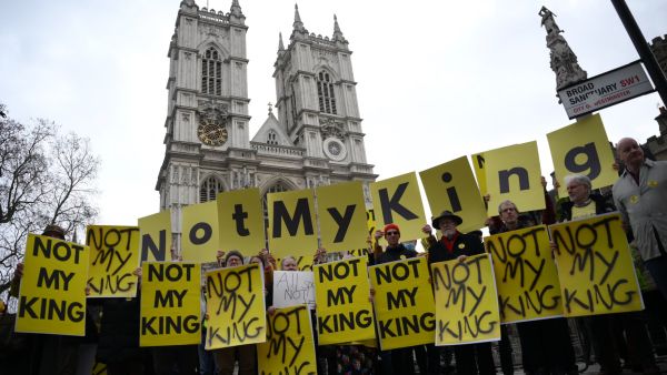 Anti-monarchy protesters hold demonstration against King Charles coronation