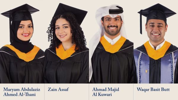 مريم عبدالعزيز آل ثاني . وقار باسط بط ، زين عساف طلاب السنة النهائية في جورجتاون بمؤسسة قطر مستعدون للتخرج ويتحفزون لمواجهة العالم