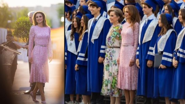 الملكة رانيا بإطلالة "باربي" في حفل تخريج الأكاديمية الدولية الملكة رانيا بإطلالة "باربي" في حفل تخريج الأكاديمية الدولية