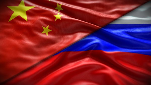 Chinese and Russian flag