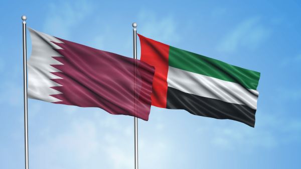 Qatar and UAE flags