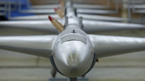 This handout picture released by Iran's Army office on April 19, 2023 shows military unmanned aerial vehicles (UAV or drone) on display during a ceremony at an undisclosed location in Iran. (Photo by Iranian Army office / AFP) Drone