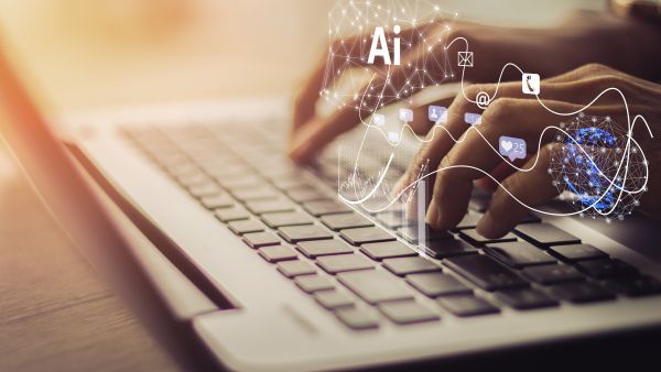 Artificial Intelligence AI, Internet of Things IoT concept.