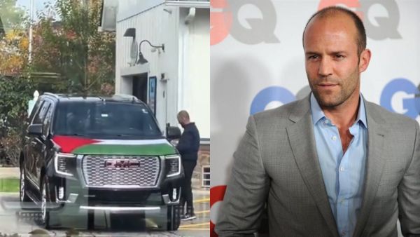 Filistin bayrağı taşıyan kamyonunu kullanan Jason Statham mı bu? (video)