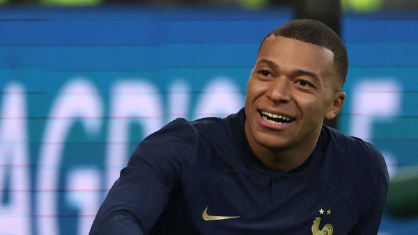 France's forward #10 Kylian Mbappe reacts after missing a goal opportunity during the friendly football match between France and Scotland at Pierre-Mauroy stadium, in Villeneuve-D'Ascq, northern France, on October 17, 2023. (Photo by FRANCK FIFE / AFP)