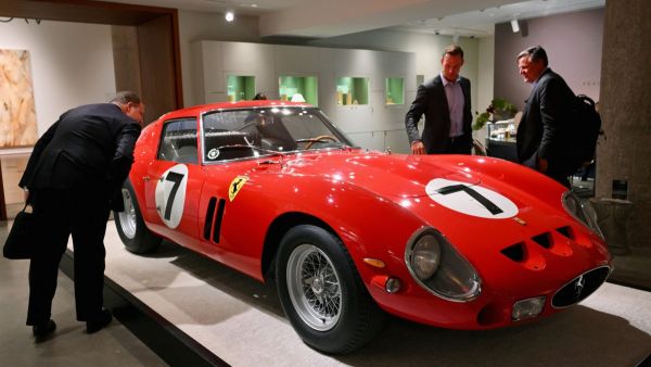 A 1962 Ferrari 250 GTO, the most valuable car ever offered at auction, is displayed at a preview at Sotheby’s in New York on November 2, 2023. (Photo by ANGELA WEISS / AFP)