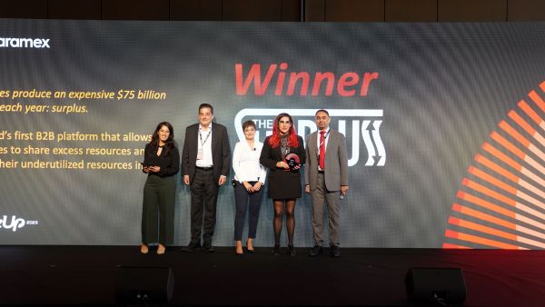During the event. Mastercard and Aramex announce The Surpluss as ScaleUp 2023 competition winner
