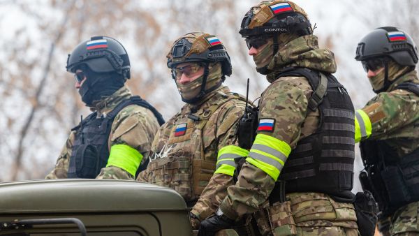 Russian assault military forces soldiers at combat action