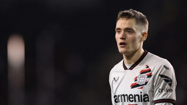 Bayer Leverkusen's German midfielder #10 Florian Wirtz looks on during the UEFA Europa League Group H football match between Garabagh and Bayer 04 Leverkusen at Tofiq Bahramov Republican Stadium in Baku on November 9, 2023. (Photo by Giorgi ARJEVANIDZE / AFP)