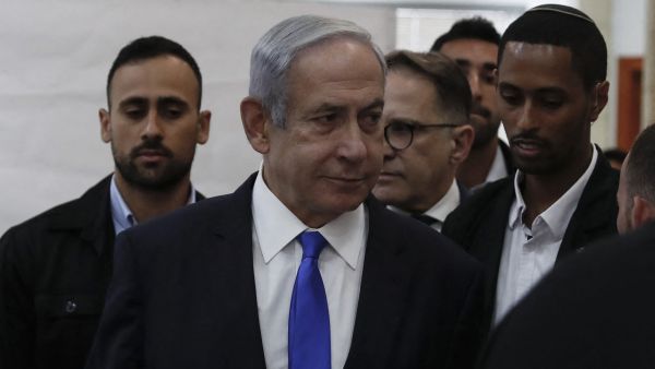 Israeli Prime Minister Benjamin Netanyahu arrives at the District Court in Jerusalem. (Atef Safadi/ AFP)