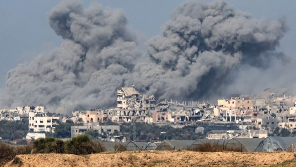 A picture taken from southern Israel near the border with the Gaza Strip on December 6, 2023, shows smoke billowing during Israeli bombardment in Gaza amid continuing battles between Israel and Hamas. (Jack Guez/ AFP)