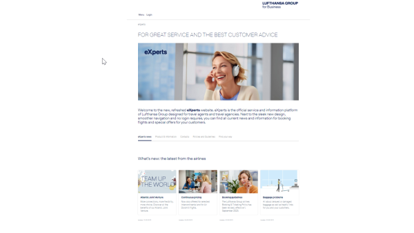 Lufthansa Group presents new online information platform “eXperts » to better inform travel agents Lufthansa
