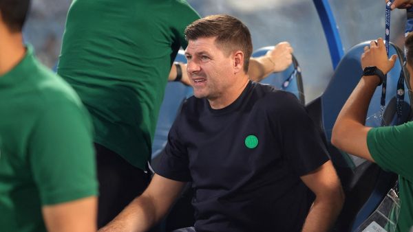 Ettifaq's coach Steven Gerrard looks on during the Saudi Pro League football match between Al-Hilal and Al-Ettifaq at Prince Faisal Bin Fahd Stadium in Riyadh, on August 28, 2023. (Photo by Fayez Nureldine / AFP)