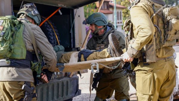 Israeli soldiers take part in military rescue exercise in Upper Galilee near the Lebanon border on January 11, 2024, amid ongoing battles between Israel and Palestinian Hamas in the Gaza Strip.