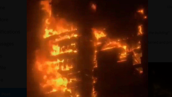 Fire at Gandhi hospital in Tehran. 