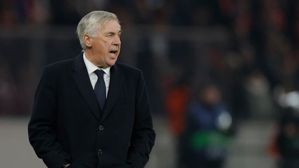 Real Madrid's Italian coach Carlo Ancelotti reacts during the UEFA Champions League group C football match between Union Berlin and Real Madrid in Berlin, on December 12, 2023. (Photo by Odd ANDERSEN / AFP)