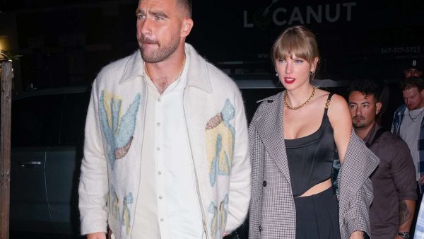 Dads are bonding with young daughters over Taylor Swift-Travis Kelce romance. (Gotham/GC Images)