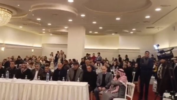 لقطة من جاهة في الأردن بثت جزءا من كلمة أبو عبيدة