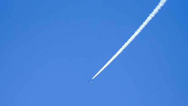 A photo taken on February 26, 2024 shows an Israeli drone flying over the area of Marjeyoun near Lebanon's southern border with Israel on February 26, 2024.