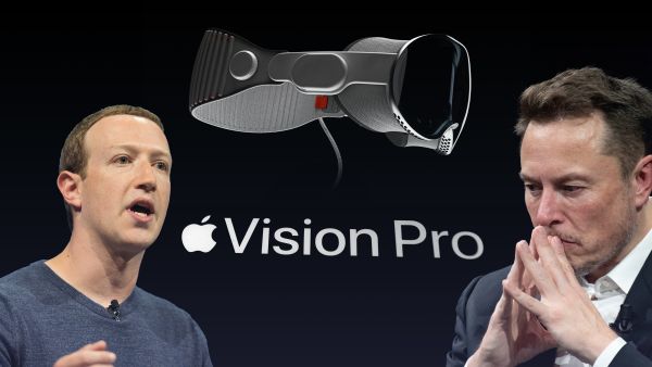 Elon Musk and Mark Zuckerberg alongside Vision Pro headset and logo (Shutterstock\ Edited by Albawaba) What Tech CEOs think of Apple Vision Pro