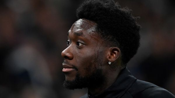 Bayern Munich's Canadian defender #19 Alphonso Davies looks on prior to the UEFA Champions League Group A football match between FC Copenhagen and FC Bayern Munich in Copenhagen, Denmark on October 3, 2023. (Photo by Sergei GAPON / AFP)