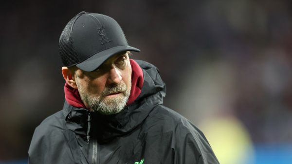 Liverpool's German manager Jurgen Klopp looks on during the UEFA Europa League Group E football match between Toulouse FC (TFC) and Liverpool at the Stadium de Toulouse, in Toulouse, southwestern France on November 9, 2023. (Photo by Charly TRIBALLEAU / AFP)