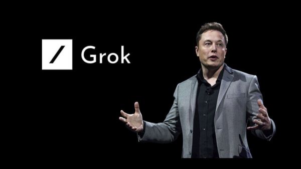 ايلون ماسك وشعار برنامج grok