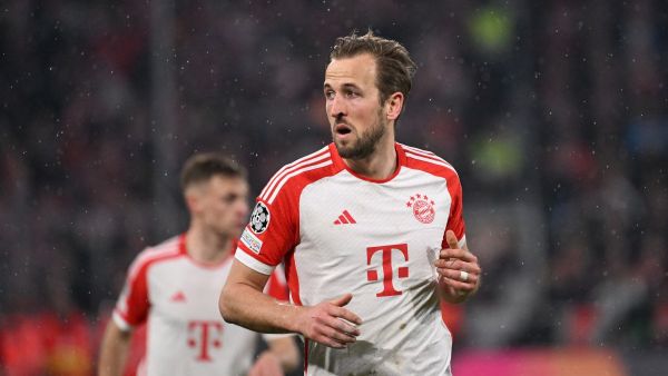 Bayern Munich's English forward #09 Harry Kane is pictured during the UEFA Champions League round of 16, second-leg football match between FC Bayern Munich and Lazio in Munich, southern Germany on March 5, 2024. (Photo by Kirill KUDRYAVTSEV / AFP)