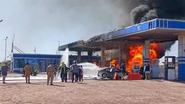 اشتعال محطة وقود في العراق 