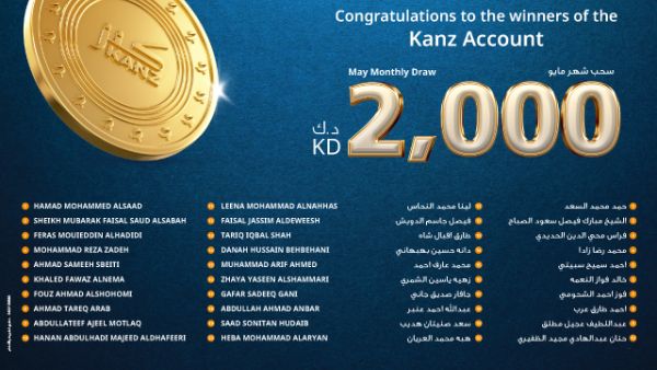 Burgan Bank Announces the Names of the Monthly Draw Winners of Kanz Account Burgan Bank Announces the Names of the Monthly Draw Winners of Kanz Account