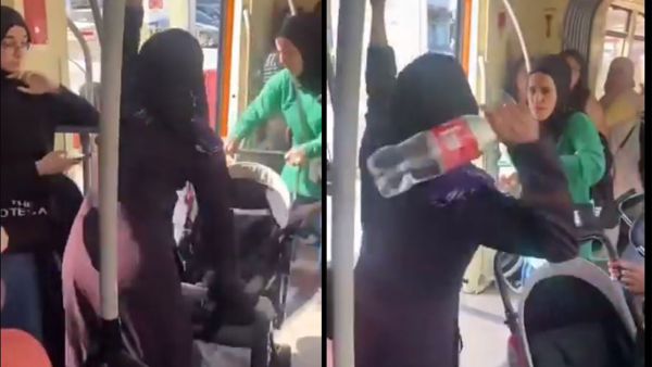Fight inside Istanbul metro, Turkish women threw Syrian outside