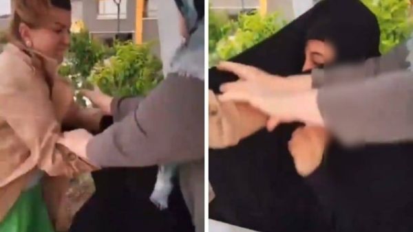 امرأة تركية تهاجم سيدتين محجبتين